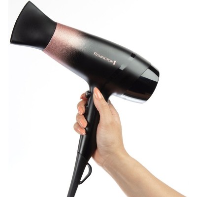 Фен Remington Rose Shimmer, 2200Вт, 3 режими, дифузор, іоніз-я, хол. обдув, чорно-рожевий (D5305)
