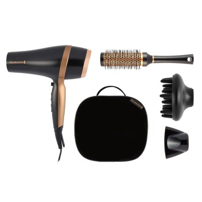 Фен Remington Salon Smooth, 2100Вт, 3 режими, дифузор,гребінець, кейс, іоніз-я, хол. обдув, , чорний (D6960GP)