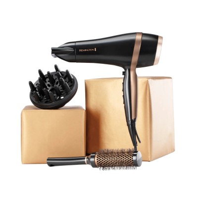 Фен Remington Salon Smooth, 2100Вт, 3 режими, дифузор,гребінець, кейс, іоніз-я, хол. обдув, , чорний (D6960GP)