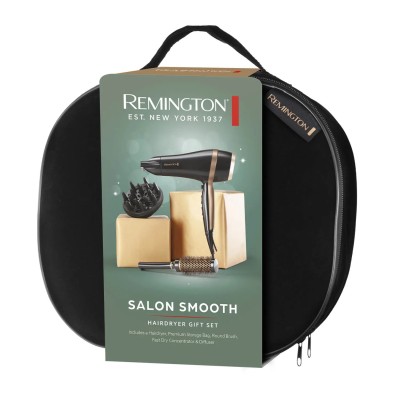Фен Remington Salon Smooth, 2100Вт, 3 режими, дифузор,гребінець, кейс, іоніз-я, хол. обдув, , чорний (D6960GP)