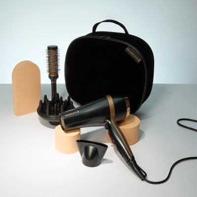 Фен Remington Salon Smooth, 2100Вт, 3 режими, дифузор,гребінець, кейс, іоніз-я, хол. обдув, , чорний (D6960GP)