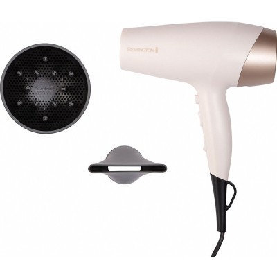 Фен Remington Shea Soft, 2200Вт, 3 режими, дифузор,турмалінова іоніз-я, хол. обдув, біло-золотий (D4740)