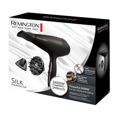 Фен Remington Silk, 2400Вт, 3 режими, дифузор, іоніз-я, хол. обдув, коричневий (AC9095)