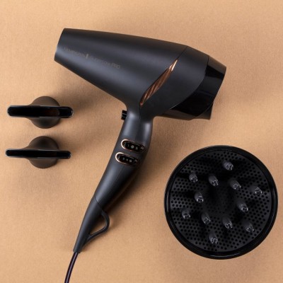 Фен Remington Supercare PRO 2200 AC motor, 2200Вт, 3 режими, дифузор, іоніз-я, хол. обдув, чорний (AC7200)