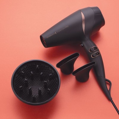 Фен Remington Supercare PRO 2200 AC motor, 2200Вт, 3 режими, дифузор, іоніз-я, хол. обдув, чорний (AC7200)