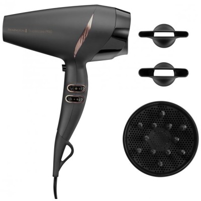 Фен Remington Supercare PRO 2200 AC motor, 2200Вт, 3 режими, дифузор, іоніз-я, хол. обдув, чорний (AC7200)