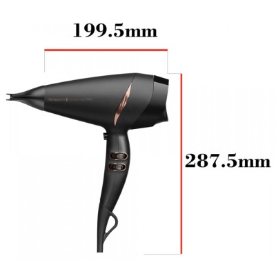 Фен Remington Supercare PRO 2200 AC motor, 2200Вт, 3 режими, дифузор, іоніз-я, хол. обдув, чорний (AC7200)