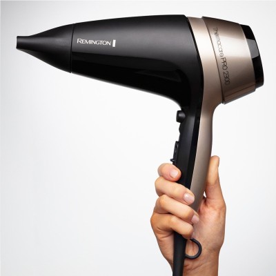 Фен Remington Thermacare Pro, 2100Вт, 3 режими, дифузор,турмалінова іоніз-я, хол. обдув, чорно-коричневий (D5715)