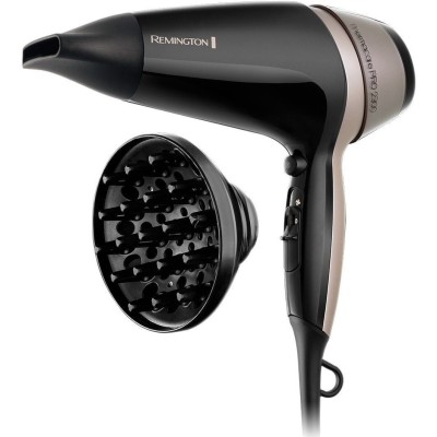 Фен Remington Thermacare Pro, 2100Вт, 3 режими, дифузор,турмалінова іоніз-я, хол. обдув, чорно-коричневий (D5715)