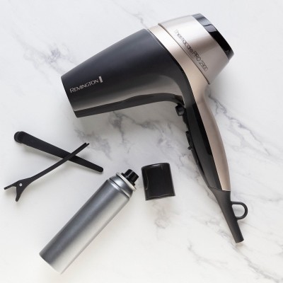 Фен Remington Thermacare Pro, 2100Вт, 3 режими, дифузор,турмалінова іоніз-я, хол. обдув, чорно-коричневий (D5715)