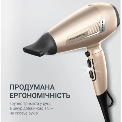 Фен Rowenta Pro Expert Tresor Collection, 2200Вт, 3 режими, іоніз-я, дифузор, 2 концентратора, хол. обдув, чохол, заколка, бронз