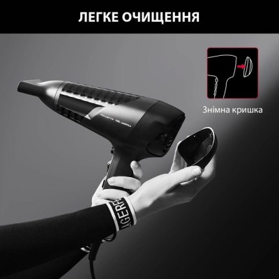Фен Rowenta Studio Dry x Karl Lagerfeld, 2100Вт, 3 режими, хол. обдув, чорний (CV581LF0)
