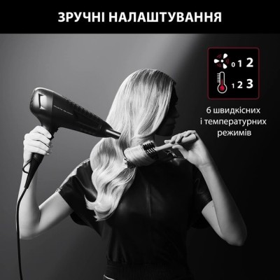 Фен Rowenta Studio Dry x Karl Lagerfeld, 2100Вт, 3 режими, хол. обдув, чорний (CV581LF0)