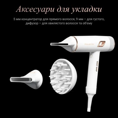 Фен Rowenta Ultimate Experience Maestria, 2000Вт, 3 режими, дифузор, іоніз-я, хол. обдув, фірмовий кейс, білий (CV9910F3)