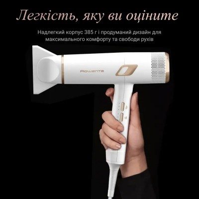 Фен Rowenta Ultimate Experience Maestria, 2000Вт, 3 режими, дифузор, іоніз-я, хол. обдув, фірмовий кейс, білий (CV9910F3)