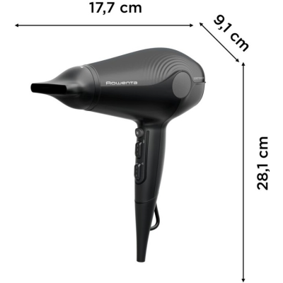 Фен Rowenta Ultra Silence, 2100Вт, 3 режими, іонізація, хол. обдув, чорний (CV6430F0)