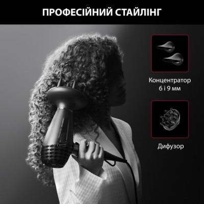 Фен Rowenta x Karl Lagerfeld K/Pro Stylist, 2200Вт, 3 режими, іоніз-я, дифузор, 2 концентратора, хол. обдув, чорний (CV888LF0)