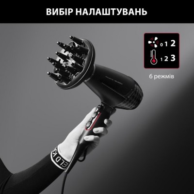 Фен Rowenta x Karl Lagerfeld K/Pro Stylist, 2200Вт, 3 режими, іоніз-я, дифузор, 2 концентратора, хол. обдув, чорний (CV888LF0)