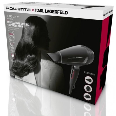 Фен Rowenta x Karl Lagerfeld K/Pro Stylist, 2200Вт, 3 режими, іоніз-я, дифузор, 2 концентратора, хол. обдув, чорний (CV888LF0)