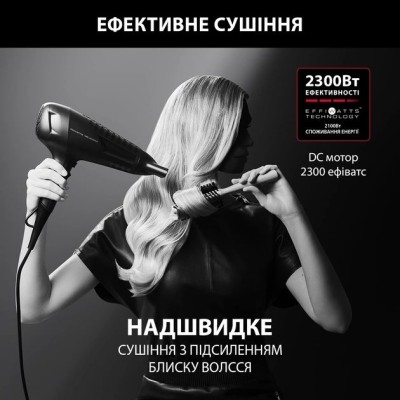 Фен Rowenta x Karl Lagerfeld Powerline, 2100Вт, 3 режими, дифузор, іоніз-я, хол. обдув, чорний (CV591LF0) Фен Rowenta x Karl Lagerfeld Powerline, 2100Вт, 3 режими, дифузор, іоніз-я, хол. обдув, чорний (CV591LF0)