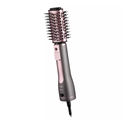 Фен-щітка Ardesto Brush Pink Touch, 1200Вт, 2 швидкості, 2 темп. режими, LED-дисплей, функція іонізації , 4 насадки, сірий+ роже