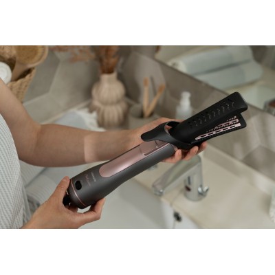 Фен-щітка Ardesto Brush Pink Touch, 1200Вт, 2 швидкості, 2 темп. режими, LED-дисплей, функція іонізації , 4 насадки, сірий+ роже