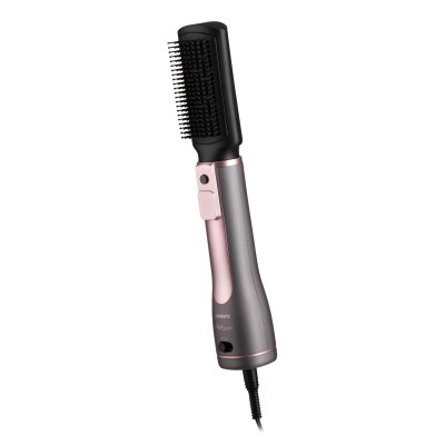 Фен-щітка Ardesto Brush Pink Touch, 1200Вт, 2 швидкості, 2 темп. режими, LED-дисплей, функція іонізації , 4 насадки, сірий+ роже