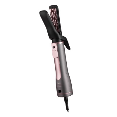 Фен-щітка Ardesto Brush Pink Touch, 1200Вт, 2 швидкості, 2 темп. режими, LED-дисплей, функція іонізації , 4 насадки, сірий+ роже