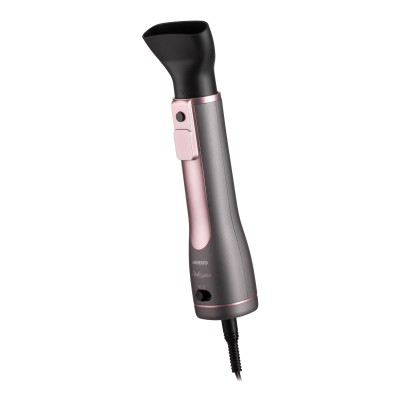 Фен-щітка Ardesto Brush Pink Touch, 1200Вт, 2 швидкості, 2 темп. режими, LED-дисплей, функція іонізації , 4 насадки, сірий+ роже