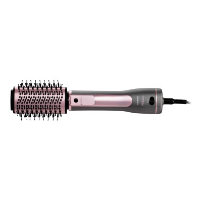 Фен-щітка Ardesto Brush Pink Touch, 1200Вт, 2 швидкості, 2 темп. режими, LED-дисплей, функція іонізації , 4 насадки, сірий+ роже