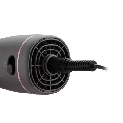 Фен-щітка Ardesto Brush Pink Touch, 1200Вт, 2 швидкості, 2 темп. режими, LED-дисплей, функція іонізації , 4 насадки, сірий+ роже