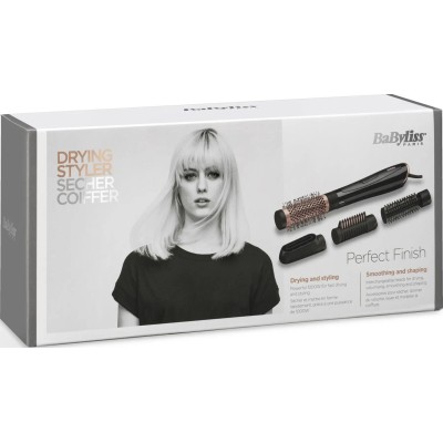 Фен-щітка Babyliss, 1000Вт, 2 режими, іоніз-я, хол. обдув, кераміка, чорний (AS126E)