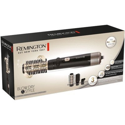Фен-щітка Remington Blow Dry & Style Caring, 1000Вт, 2 режими, іонізація, хол. обдув, кераміка, чорний (AS7580)