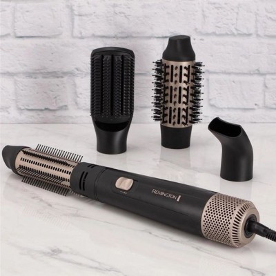 Фен-щітка Remington Blow Dry & Style Caring, 1000Вт, 2 режими, іоніз-я, хол. обдув, чохол, кераміка, чорно-золотий (AS7500)