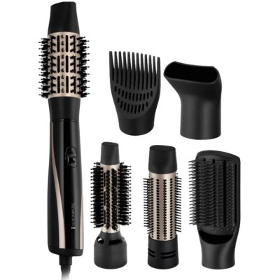 Фен-щітка Remington Blow Dry & Style Caring, 1200Вт, 2 режими, іоніз-я, хол. обдув, кейс для зберігання, кераміка, чорно-золотий