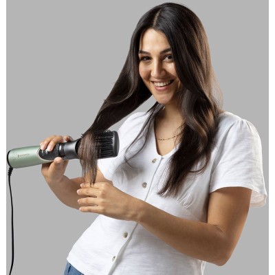 Фен-щітка Remington Botanicals, 800Вт, 2 режими, іоніз-я, оберт., хол. обдув, кераміка, м'ятно-чорний (AS5860)