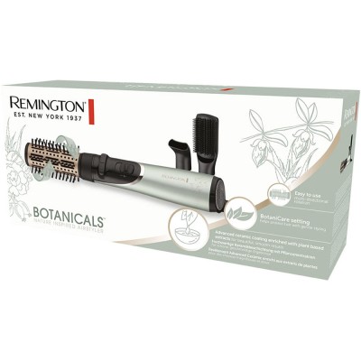 Фен-щітка Remington Botanicals, 800Вт, 2 режими, іоніз-я, оберт., хол. обдув, кераміка, м'ятно-чорний (AS5860)