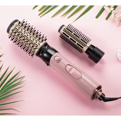Фен-щітка Remington Coconut Smooth, 1000Вт, 2 режими, іонізація, хол. обдув, 2 насадки, чорно-рожевий (AS5901)