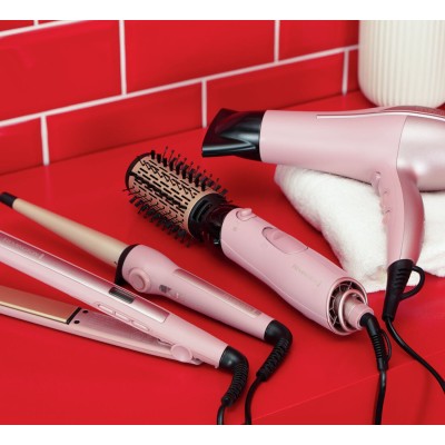 Фен-щітка Remington Coconut Smooth, 1000Вт, 2 режими, іонізація, хол. обдув, 2 насадки, чорно-рожевий (AS5901)