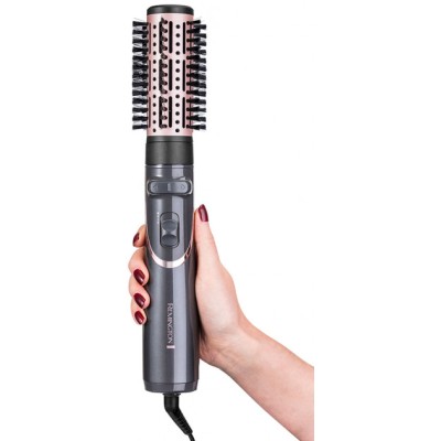 Фен-щітка Remington Curl & Straight Confidence, 800Вт, 2 режими, іоніз-я, оберт., хол. обдув,кейс, кераміка, сірий (AS8606)