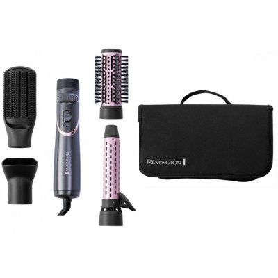 Фен-щітка Remington Curl & Straight Confidence, 800Вт, 2 режими, іоніз-я, оберт., хол. обдув,кейс, кераміка, сірий (AS8606)