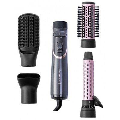 Фен-щітка Remington Curl & Straight Confidence, 800Вт, 2 режими, іоніз-я, оберт., хол. обдув,кейс, кераміка, сірий (AS8606)