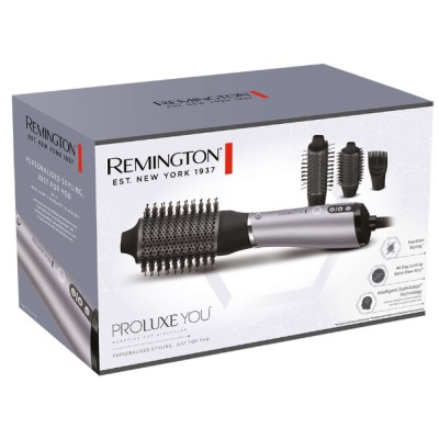 Фен-щітка Remington ProLuxe You Adaptive, 1000Вт, 3 режими, іонізація, хол. обдув, кераміка, сірий (AS9880)