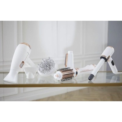 Фен-щітка Rowenta Brush Activ' Ultimate Care, 700Вт, 3 режими, іоніз-я, хол. обдув, оберт. насадок, кераміка, біло-золотий (CF97