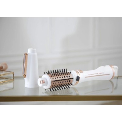 Фен-щітка Rowenta Brush Activ' Ultimate Care, 700Вт, 3 режими, іоніз-я, хол. обдув, оберт. насадок, кераміка, біло-золотий (CF97