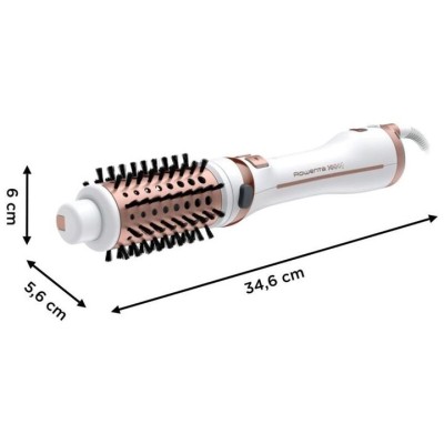 Фен-щітка Rowenta Brush Activ' Ultimate Care, 700Вт, 3 режими, іоніз-я, хол. обдув, оберт. насадок, кераміка, біло-золотий (CF97