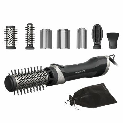 Фен-щітка Rowenta Renewal Brush Active, 1000Вт, 3 режими, іоніз-я, хол. обдув, оберт. насадка, 5 насадок, кераміка, чорний (UB95