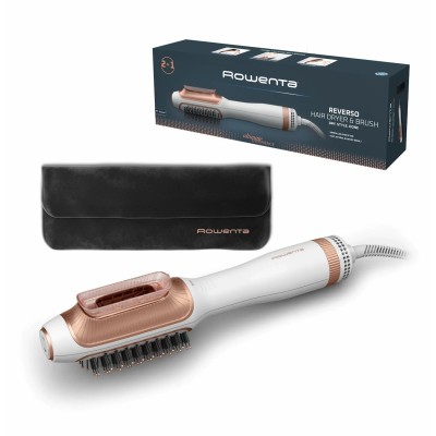Фен-щітка Rowenta Reverso Dry&Brush 2в1, 1200Вт, 3 режими, іоніз-я, хол. обдув, насадок-2, кераміка, біло-золотистий (CF9820F0)