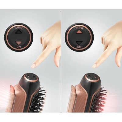 Фен-щітка Rowenta Reverso Dry&Brush 2в1, 1200Вт, 3 режими, іоніз-я, хол. обдув, насадок-2, кераміка, чорний-золотистий (CF9840F0
