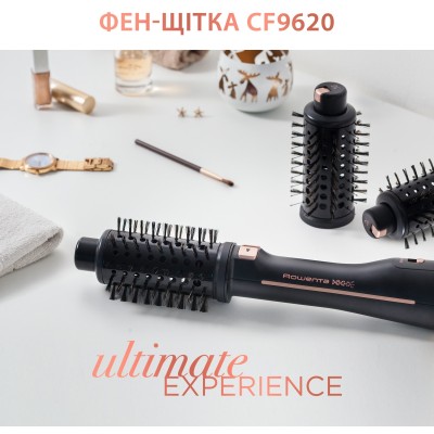 Фен-щітка Rowenta Ultimate Experience, 750Вт, 1 режими, іоніз-я, оберт.насадок, кераміка, чорний (CF9620F0)